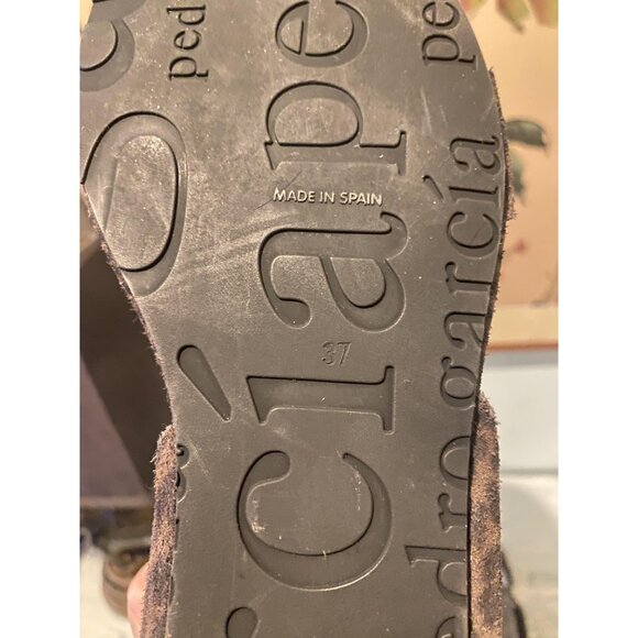 Pedro Garcia Sandals Womens Size 6.5 Brown Leopard Print Suede Ankle Strap - Picture 6 of 6